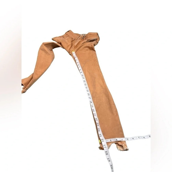 Free People Womens Wild Child Frayed Skinny Jeans Camel Size 24 - Picture 12 of 16
